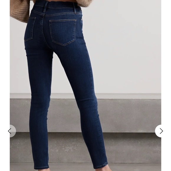 $240 FRAME 27 Le High Skinny High-rise Jeans Dark-blue Faded - Picture 2 of 5